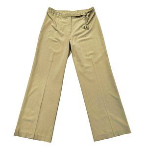 Ann Taylor Dress Trousers Pants Size 14 Wide Leg Tan Beige Side Tie Career Work